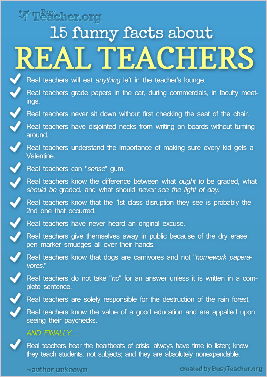 15 Funny Facts About Real Teachers: Poster