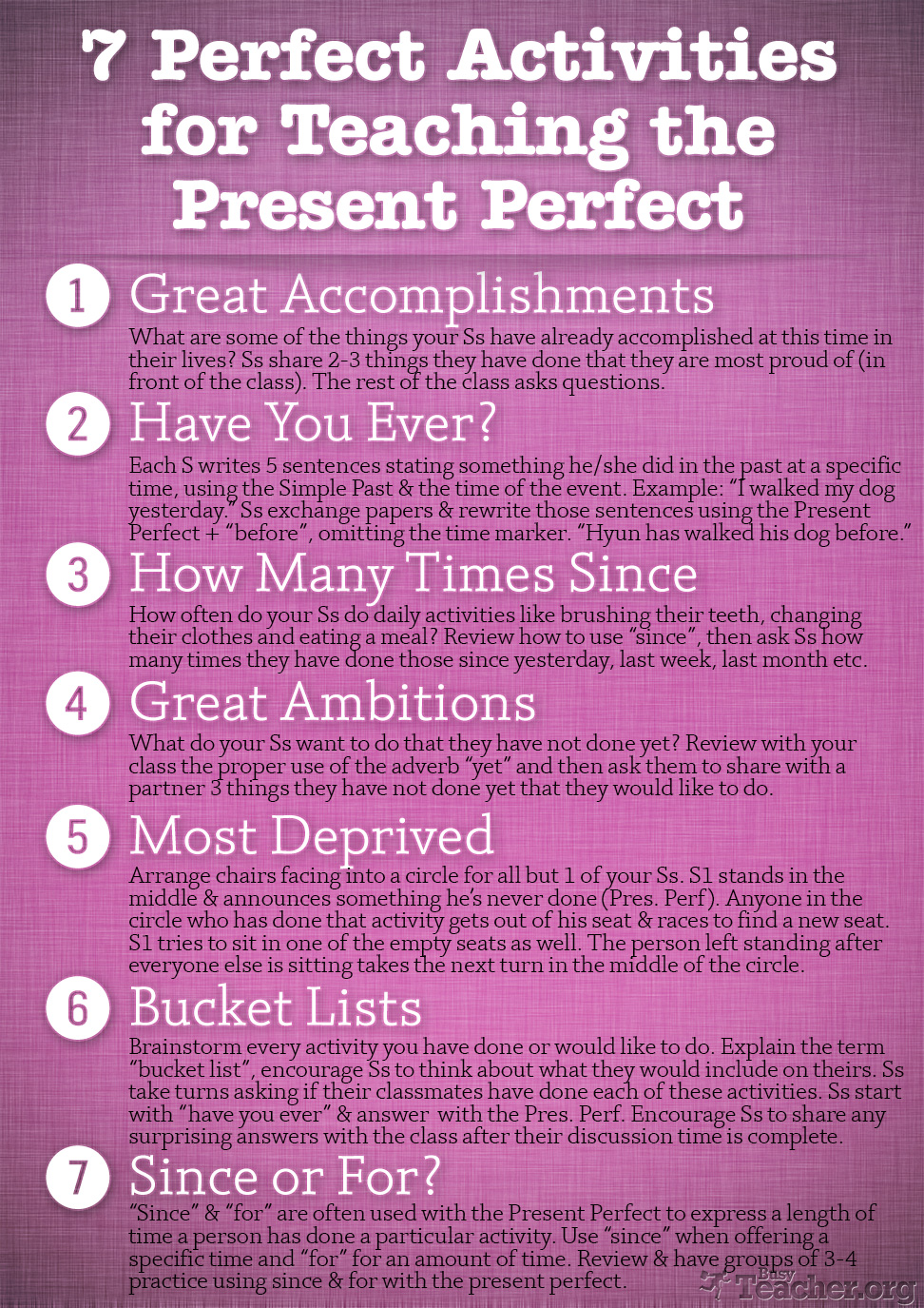 7 Perfect Activities to Teach the Present Perfect: Poster
