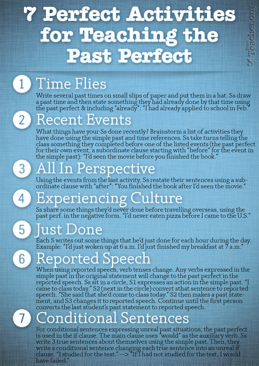 7 Perfect Activities to Teach the Past Perfect: Poster