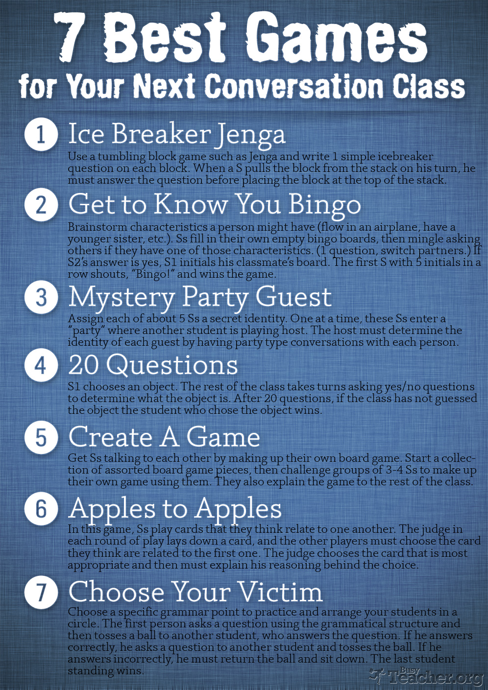 7 Best Games for Your Next Conversation Class: Poster