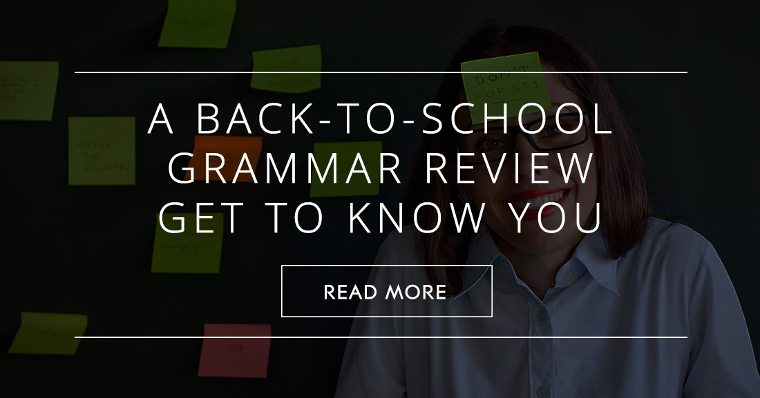 A Back-to-School Grammar Review Get to Know You