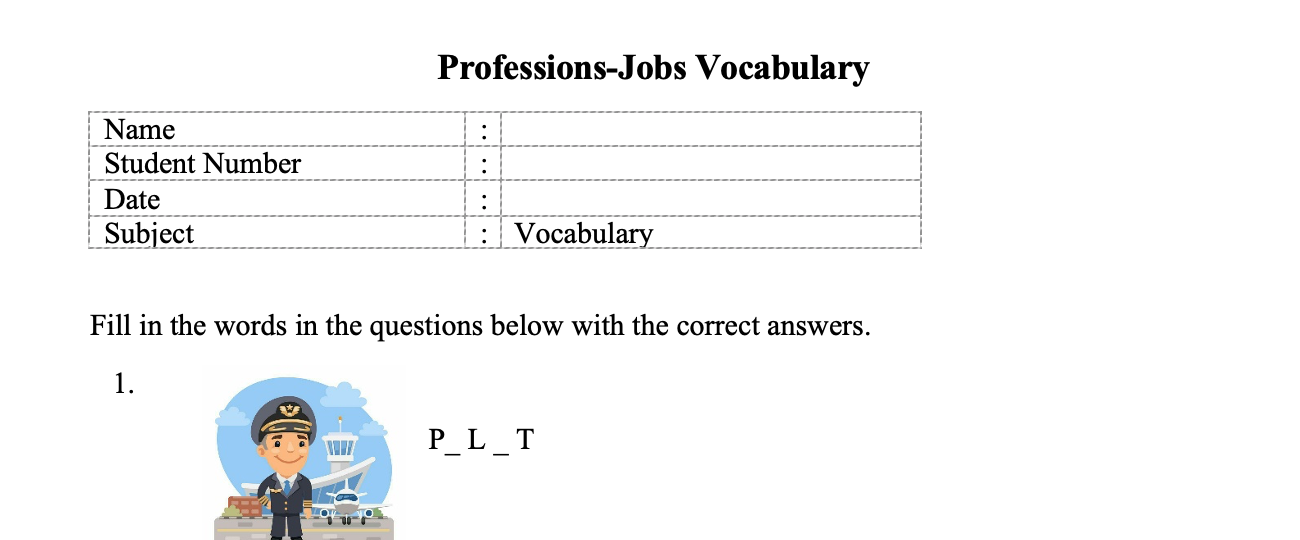 Professions-Jobs Vocabulary