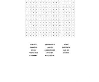 Professions and Occupations Wordsearch