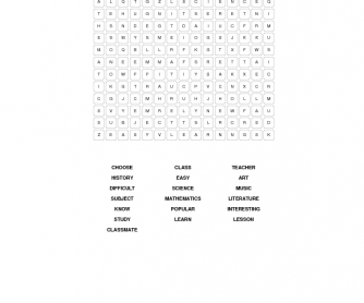School Vocabulary: Elementary Word Search