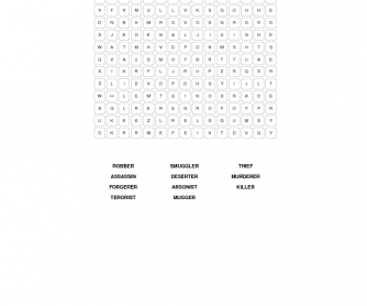 Crime and Punishment Word Search