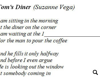 Toms diner текст. Tom's Diner текст. Suzanne Vega Tom's Diner. Tom's Diner Suzanne Vega текст. Suzanne Vega Tom's Diner обложка.