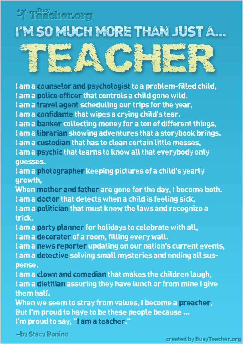 I'm So Much More Than Just A Teacher: Poster
