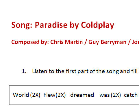 paradise. coldplay.  Coldplay lyrics, Coldplay paradise lyrics, Coldplay  paradise