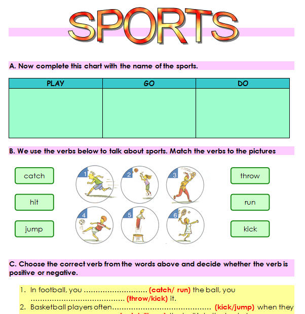 Sports - exercises - ESL worksheet by oregon91