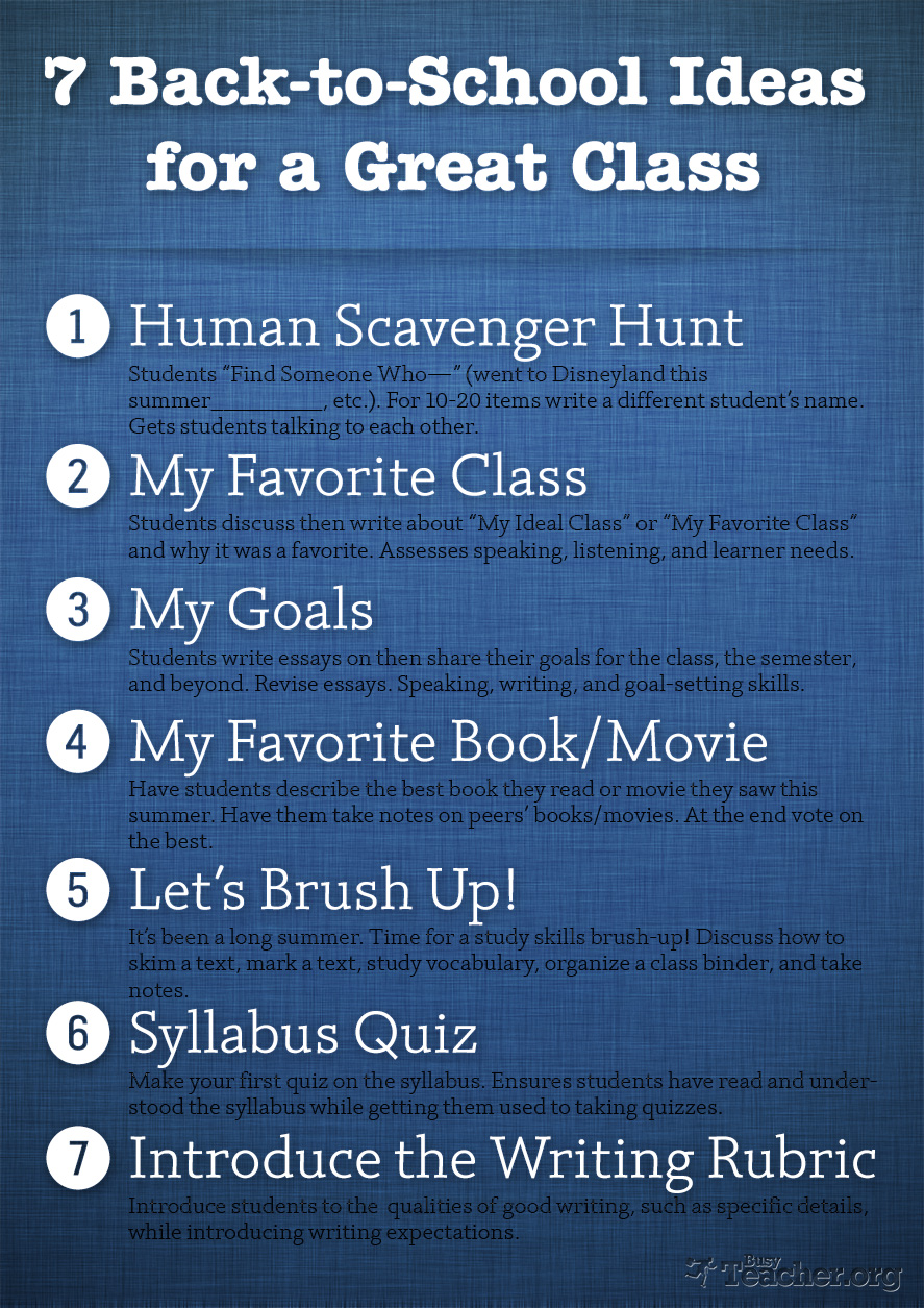 7 Back-to-School Ideas for a Great Class: Poster