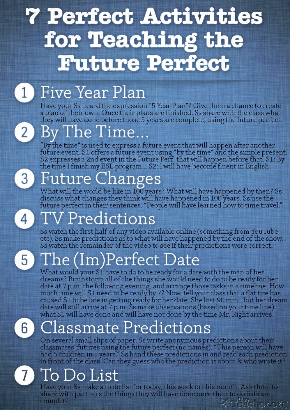 7 Perfect Activities to Teach the Future Perfect: Poster