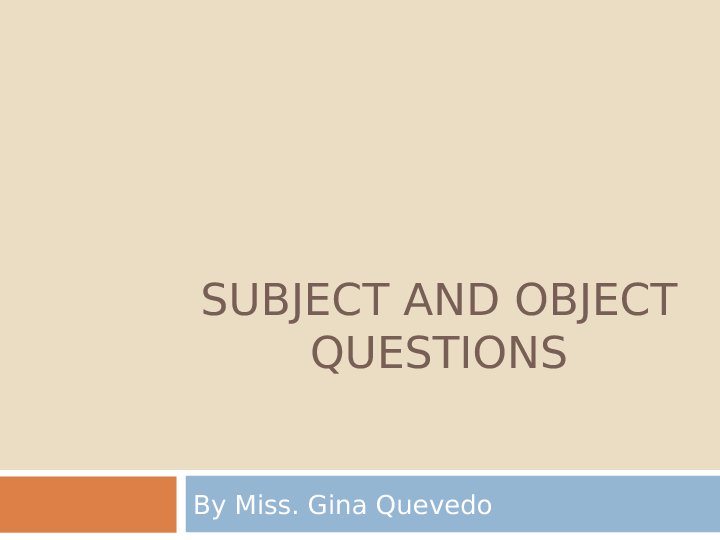 subject and object questions powerpoint presentation