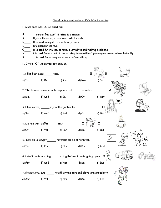 Fanboys 12-4 worksheet