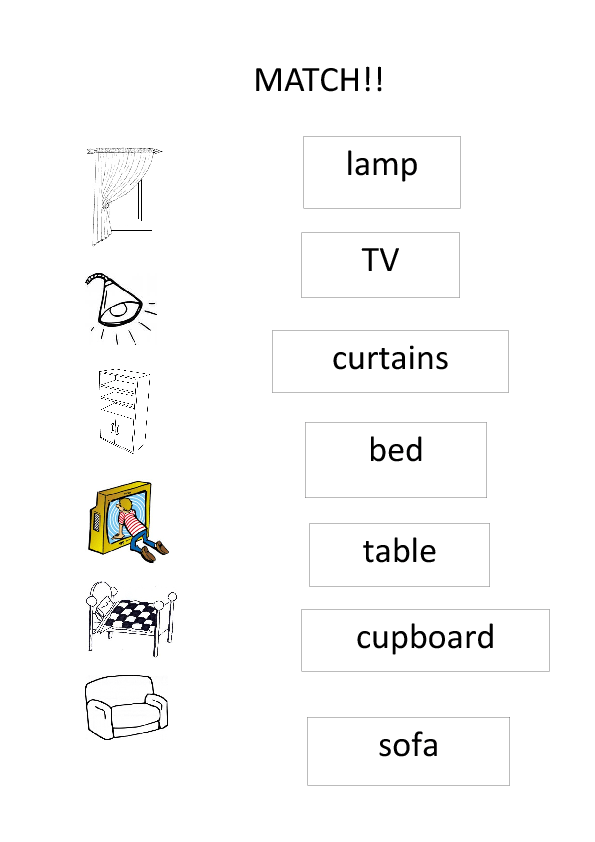 Match the subject. Дом Worksheets. Мебель Worksheets for Kids. Комнаты Worksheets. Задания по теме at Home.