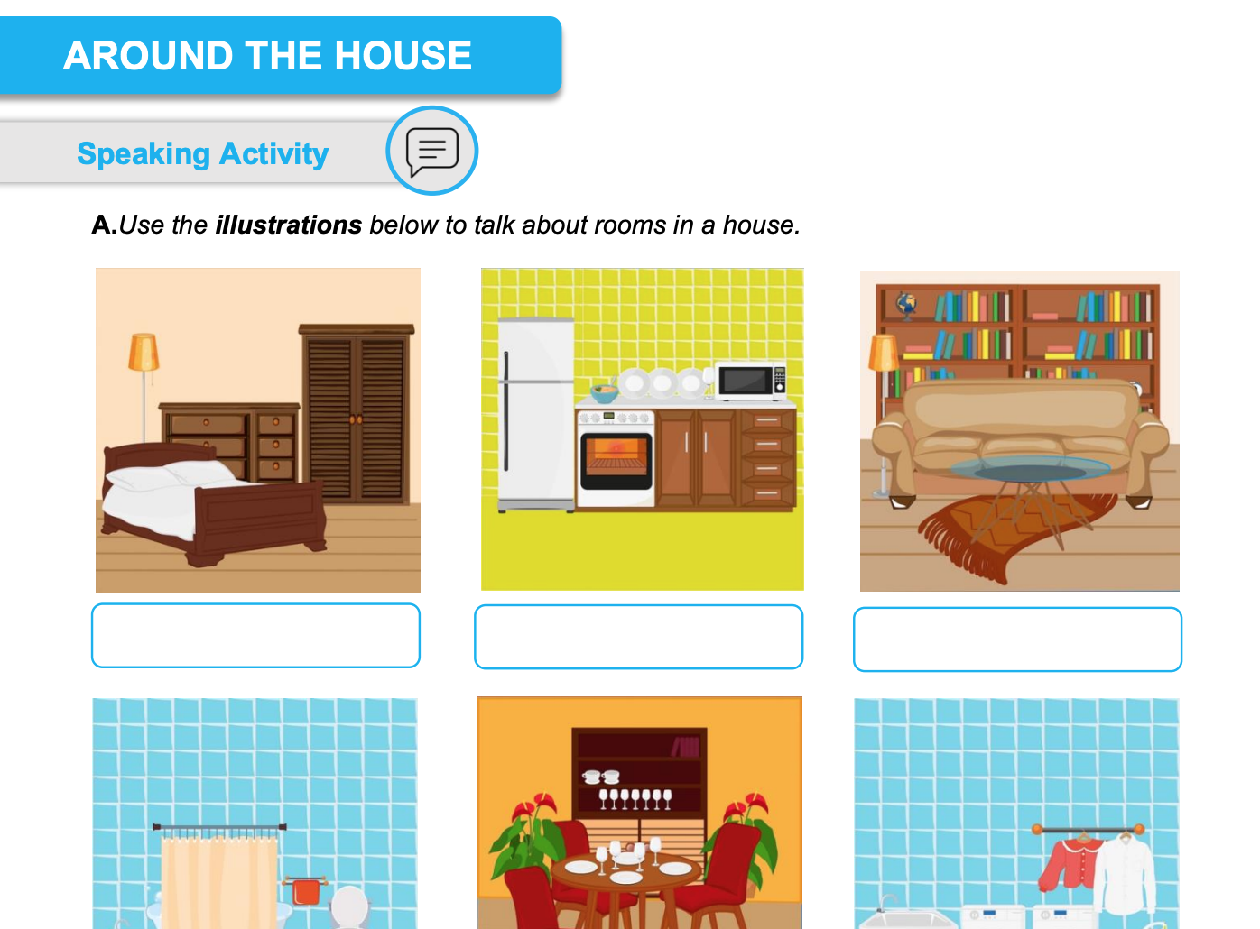 Illustrated Rooms in a House Vocabulary