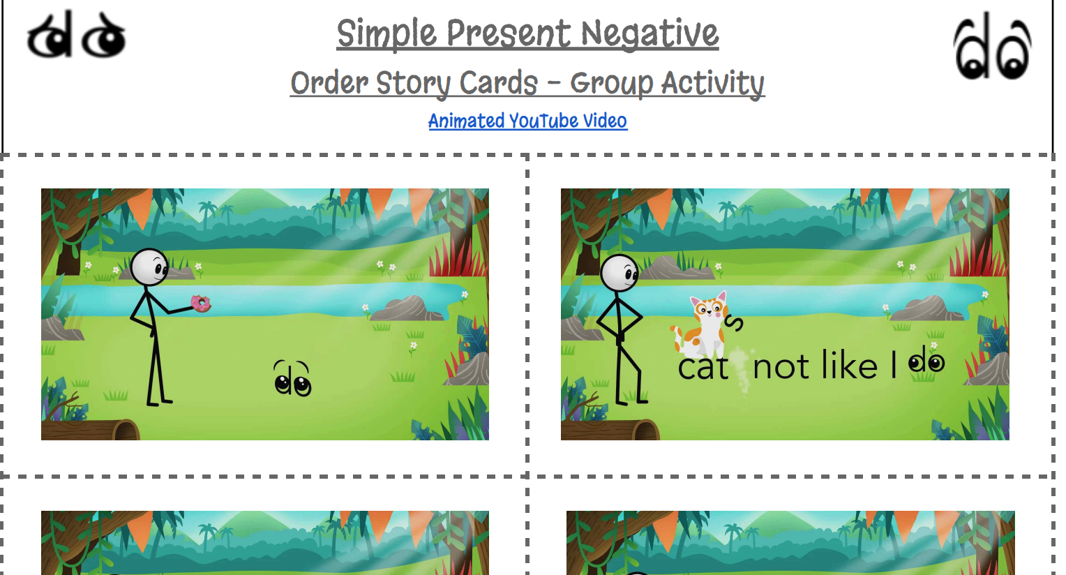 Present Simple Negative � Group work activity