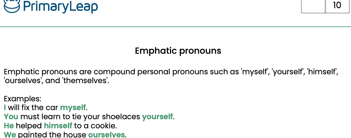 Choose the correct emphatic pronoun