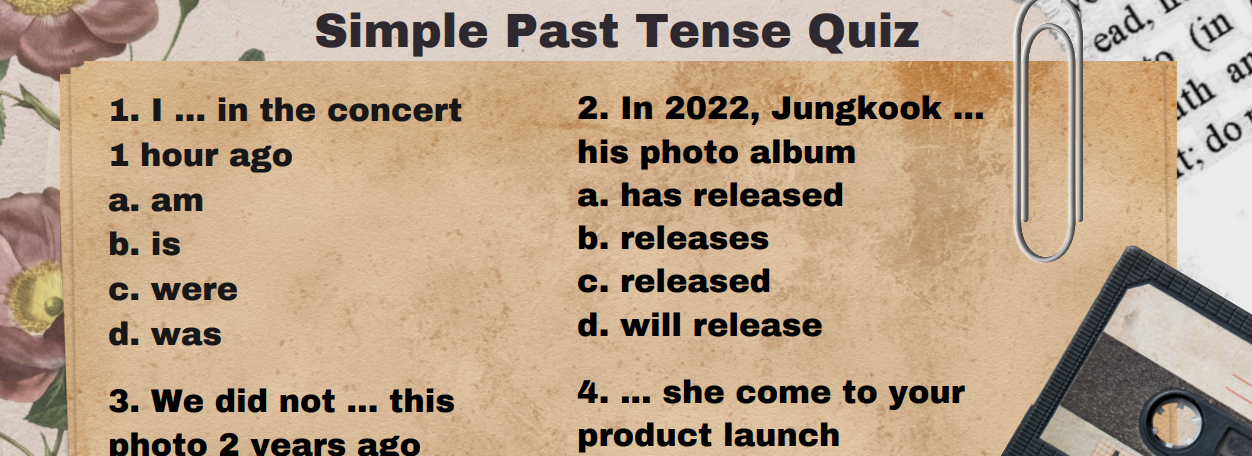 Simple Past Tense Quiz - Grammar - Verb